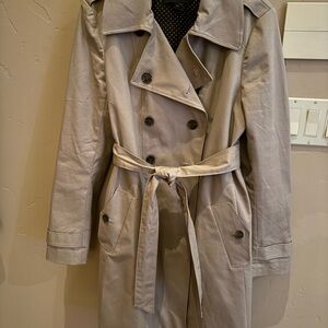 Ann Taylor Beige Double-Breasted Trench Coat